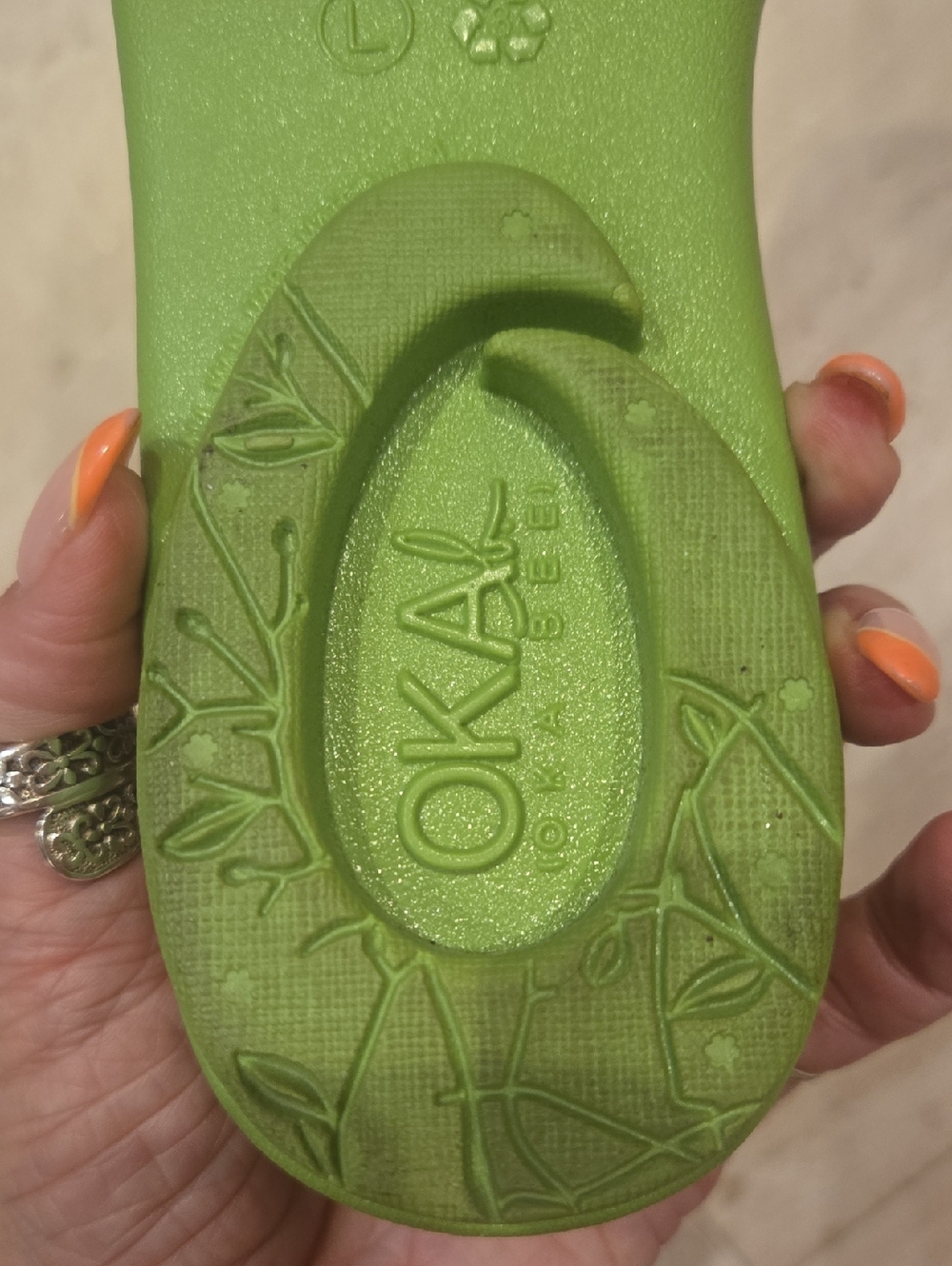 OKA-b Lime Green Pink Bow Accent Slides - Picture 6 of 11